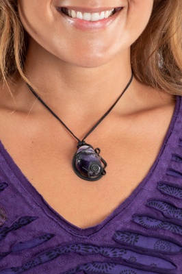 Artisan swirly pendant with amethyst