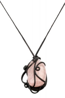 Artisan swirly pendant with rose quartz
