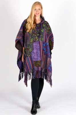 Bodhi mushroom patchwork poncho