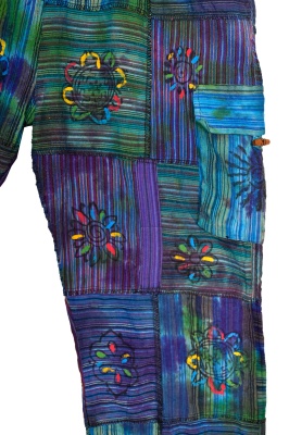 Revived blue patchwork hippie trousers