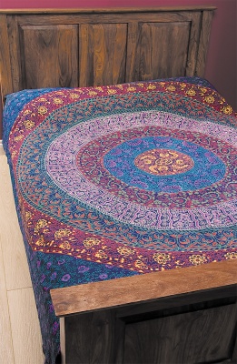 Handprinted mandala bedcover / wallhanging