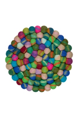Handmade wool felt ball mat