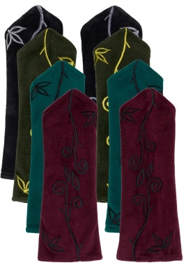 Velvet swirly spiral embroidery wrist warmers