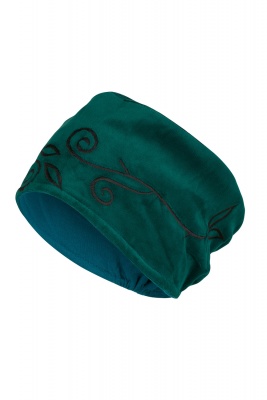 Velvet swirly spiral embroidered hat