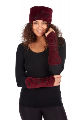 Velvet swirly spiral embroidered hat