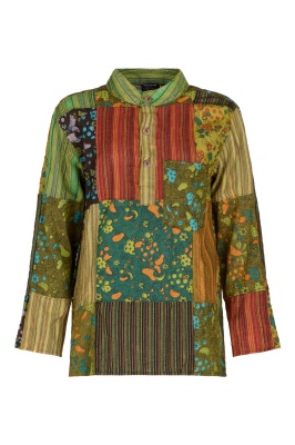 Forest folk patchwork grandad shirt