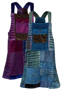 Verity velvet patchwork pinafore dress