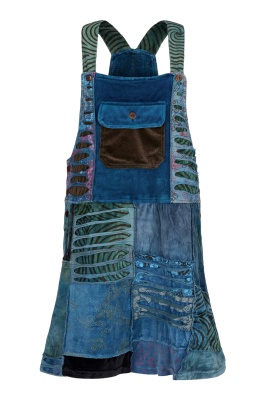 Verity velvet patchwork pinafore dress