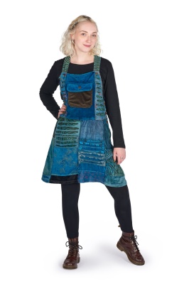 Verity velvet patchwork pinafore dress