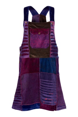 Verity velvet patchwork pinafore dress