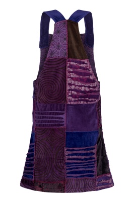 Verity velvet patchwork pinafore dress