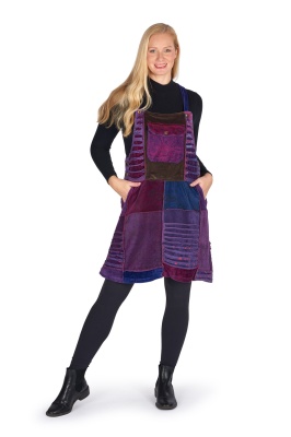 Verity velvet patchwork pinafore dress