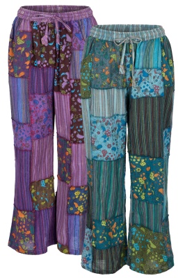 Forest folk wide leg patchwork trousers