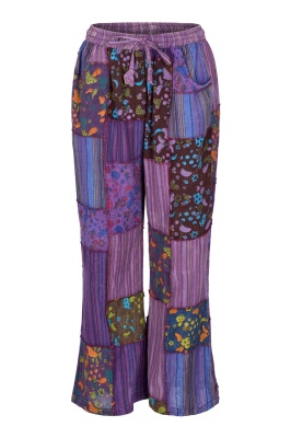 Forest folk wide leg patchwork trousers - Purple colour only