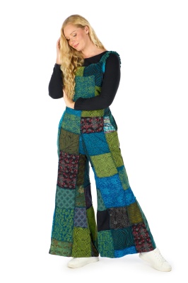 Gaia patchwork hippie flared dungarees