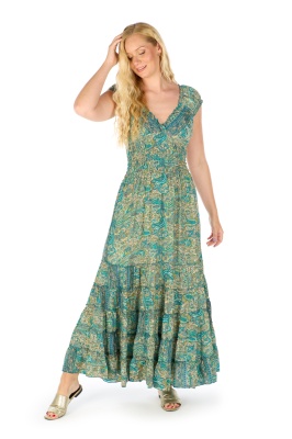 Zephyr ruched silky maxi dress