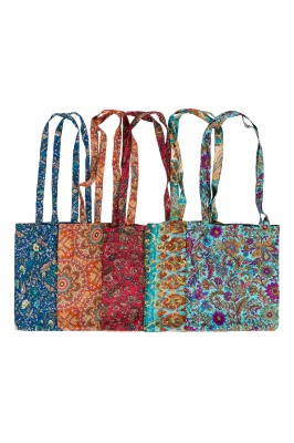 Recycled vintage silk tote bag - assortment of colours