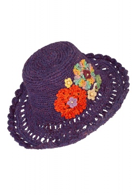 Purple hemp wire brim flower hat