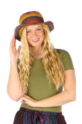 Hemp wire brim colourful hat