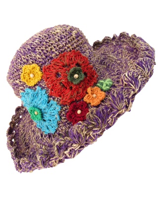 Hemp purple flower hat