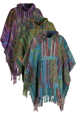 Bodhi mushroom patchwork poncho - green only