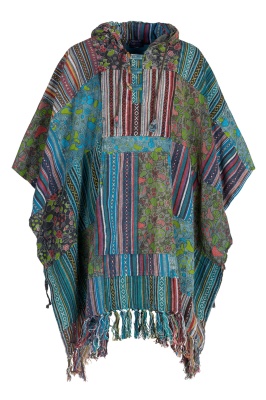 Bodhi mushroom patchwork poncho