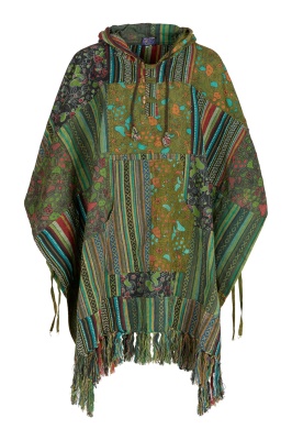 Bodhi mushroom patchwork poncho