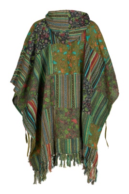 Bodhi mushroom patchwork poncho