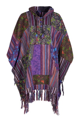 Bodhi mushroom patchwork poncho