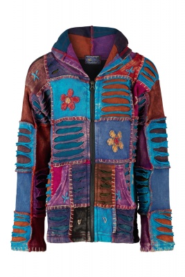 Wicked Dragon Clothing - Long fleece lined velvet patchwork jacket