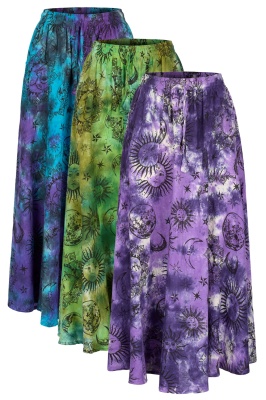 Celestial tie dye maxi skirt with pockets