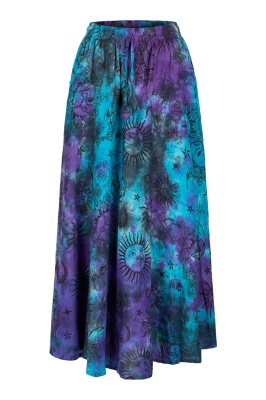 Celestial tie dye maxi skirt with pockets