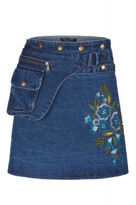 Revived denim wraparound skirt