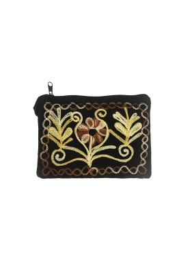 Suede purse with embroidery