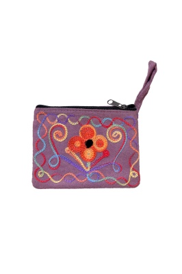 Small suede purse with embroidery