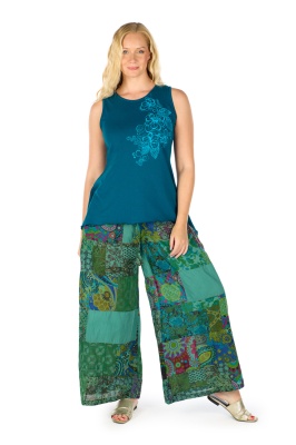 Waterlily patchwork wide leg trousers