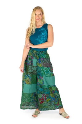 Waterlily patchwork wide leg trousers