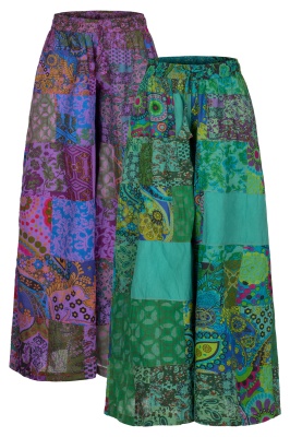 Waterlily patchwork wide leg trousers