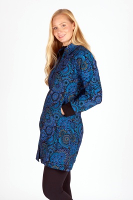 Lightweight fleece lined mandala print coat