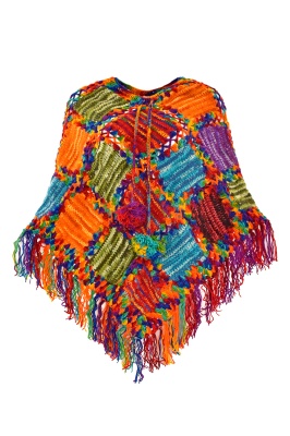 Janis patchwork wool poncho