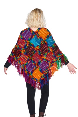 Janis patchwork wool poncho