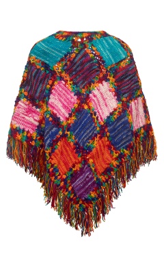 Janis patchwork wool poncho