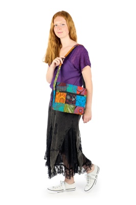 Colourful patchwork messenger bag