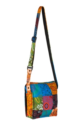 Colourful patchwork messenger bag