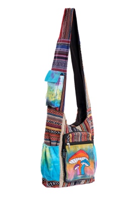 Tie dye mushroom large shoulder bag