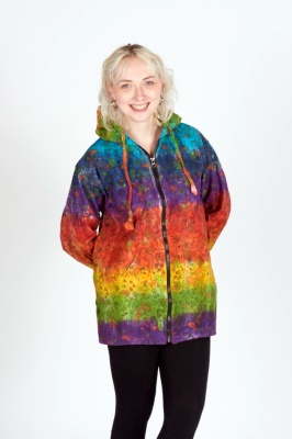 Rainbow mushroom print hooded jacket