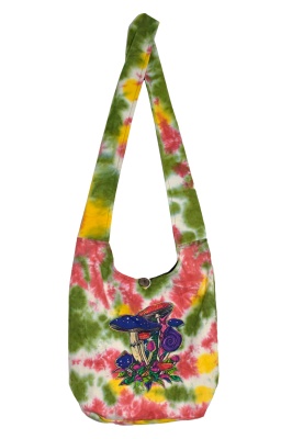 Tie dye mushroom screen printed bag