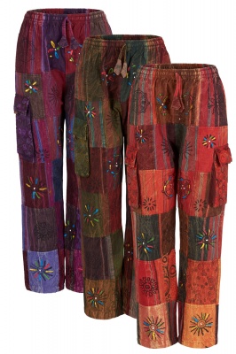 Men Rainbow Patchwork Pants Handmade Multi Colour Hippie Boho Unisex Funky  Hippy