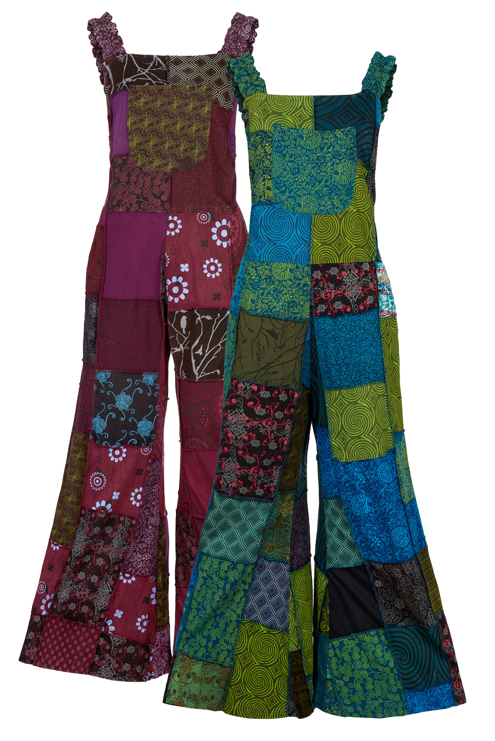 Gaia patchwork hippie flared dungarees