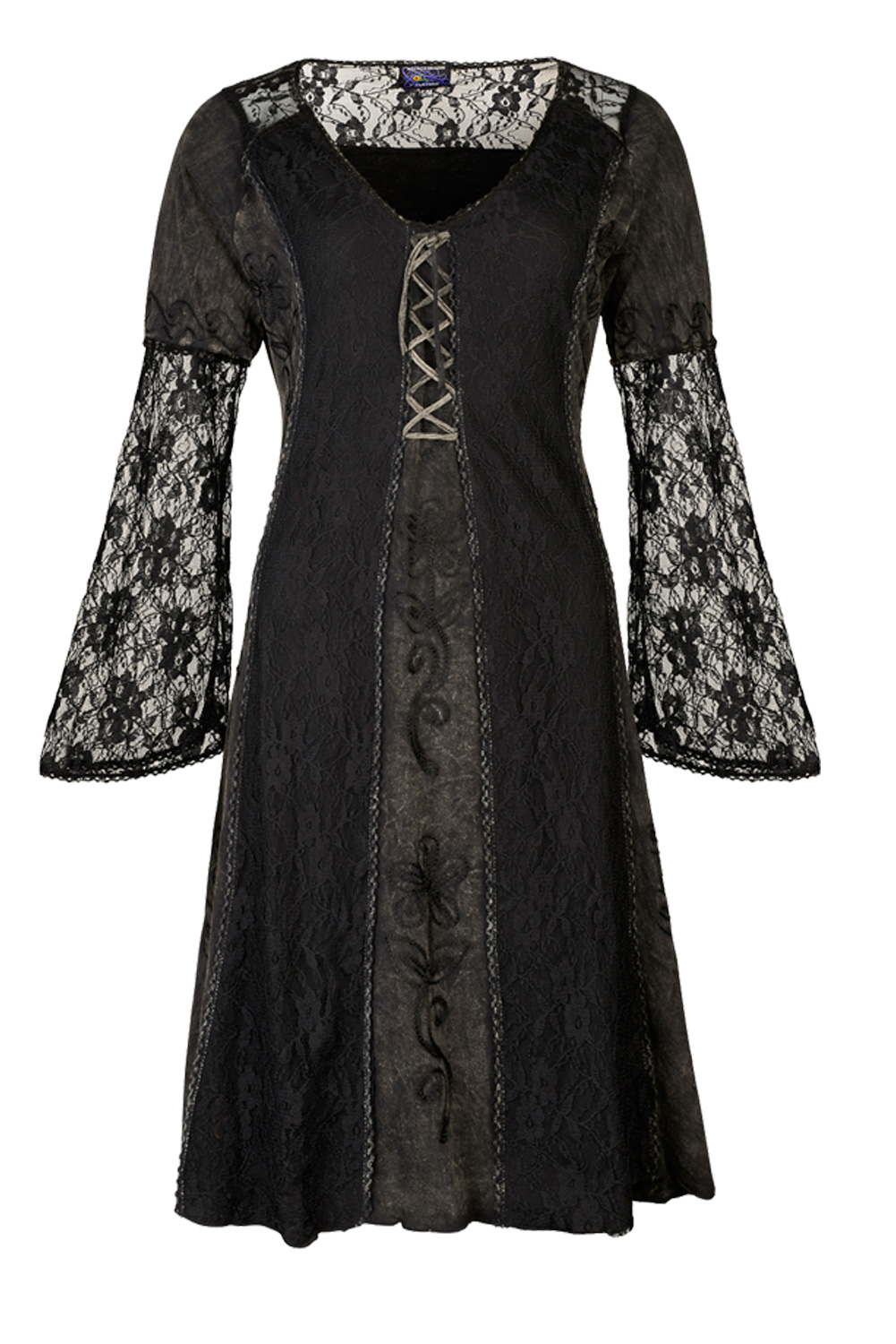 Wicked Dragon Clothing - Lace and cotton dress with bell sleeves